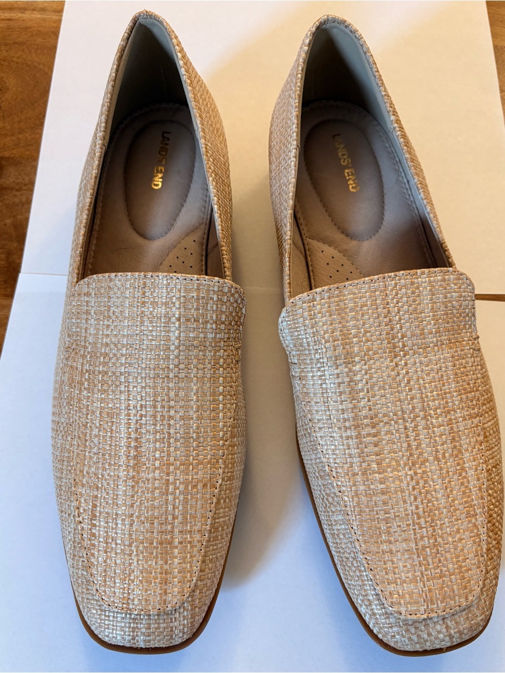 Lands' End Women’s Tan Woven Slip-On Loafers
